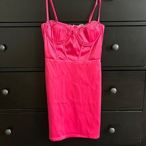 Hot pink satin Vegas dress!